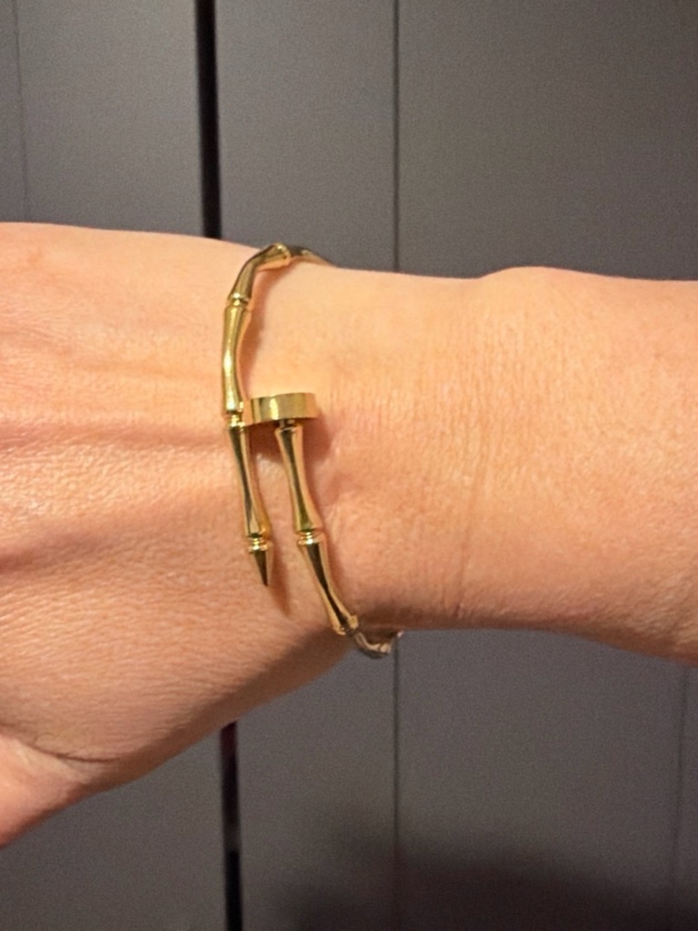 Gold Bamboo Nail-Style Cuff Bracelet - Women's Jewelry